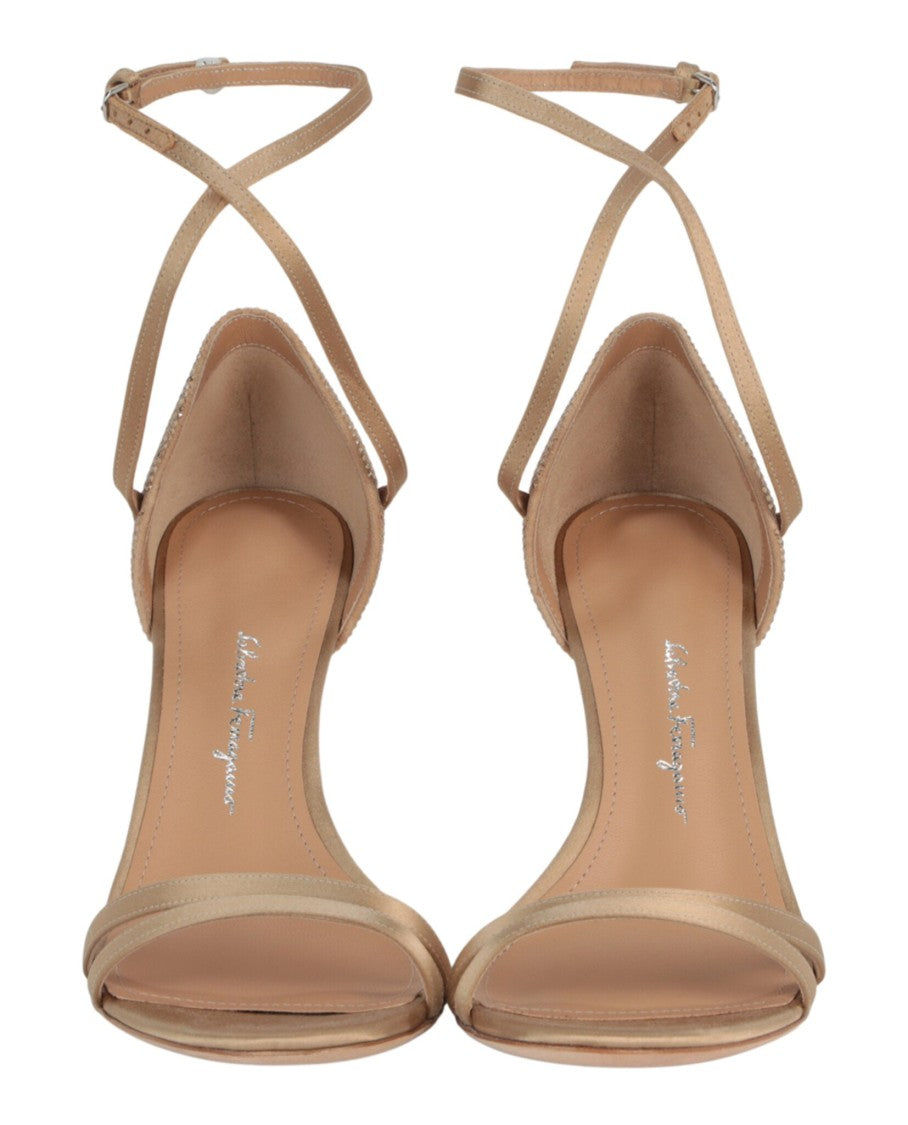 Ferragamo Crystal Embellished Strappy Sandals With Stiletto Heel
