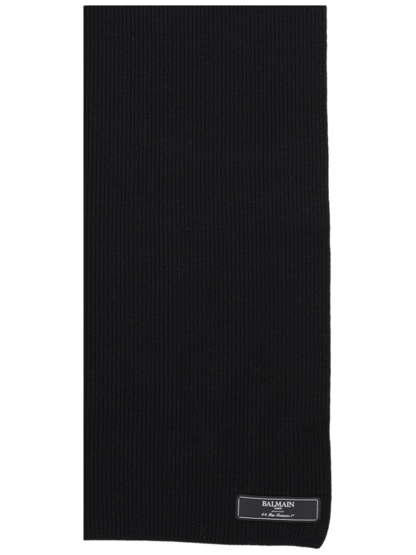 Balmain Rectangular Ribbed Merino Wool Scarf