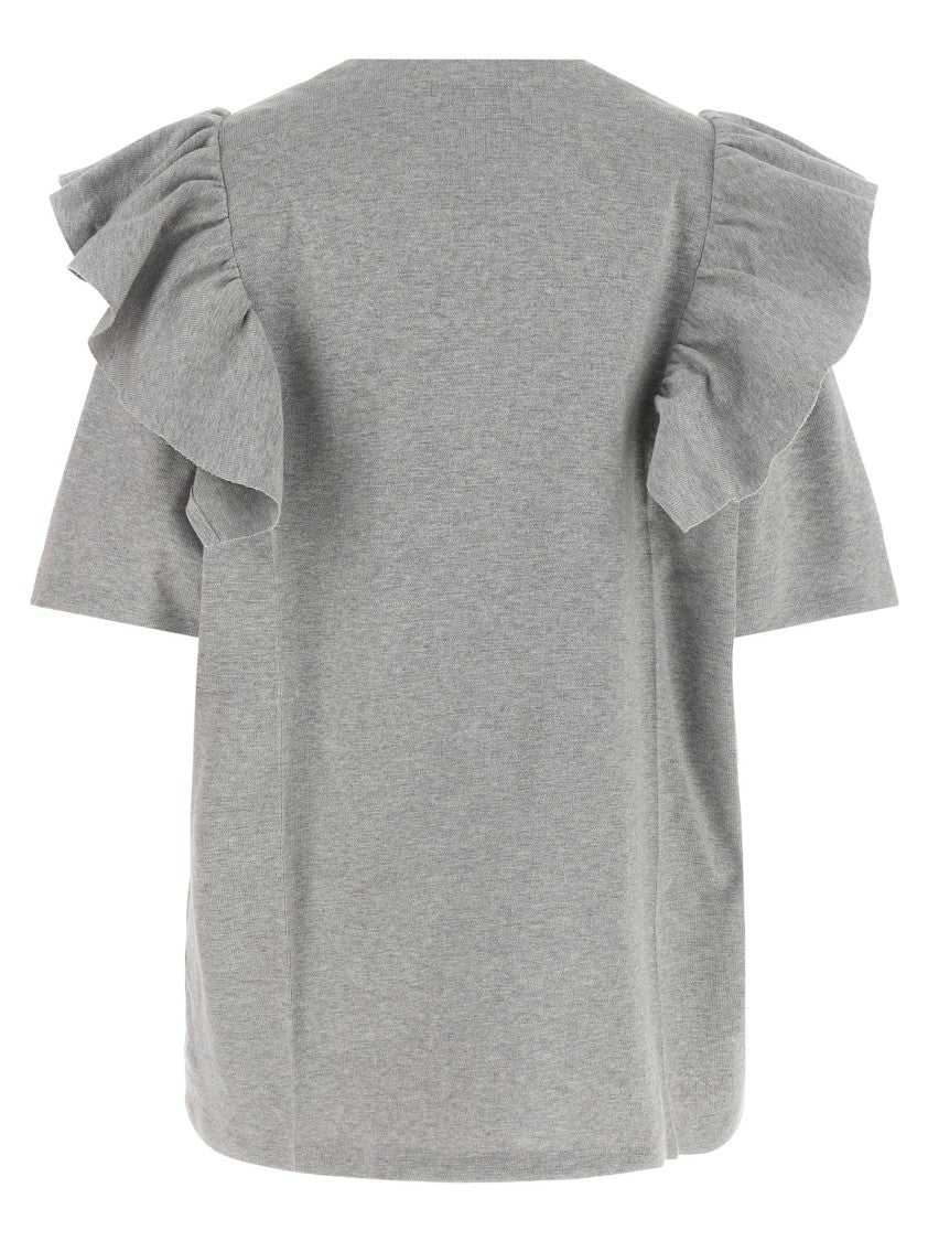 Miu Miu Mélange Starched Cotton Ruffle Dress