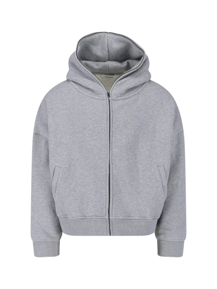 Entire Studios Grey Cropped Roomy Hood Zip-Up Hoodie