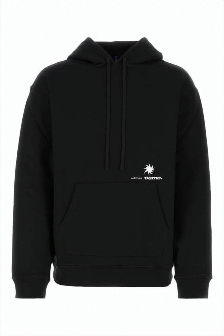 Oamc Classic Black Hoodie With Bold Back Graphic