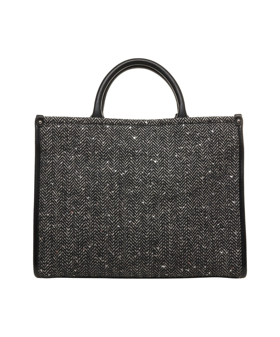 Liu Jo Structured Herringbone Knit Shopper With Logo-Embossed Band