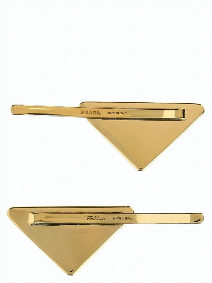 Prada Triangular Metal Hairpins With Gold-Tone Accents