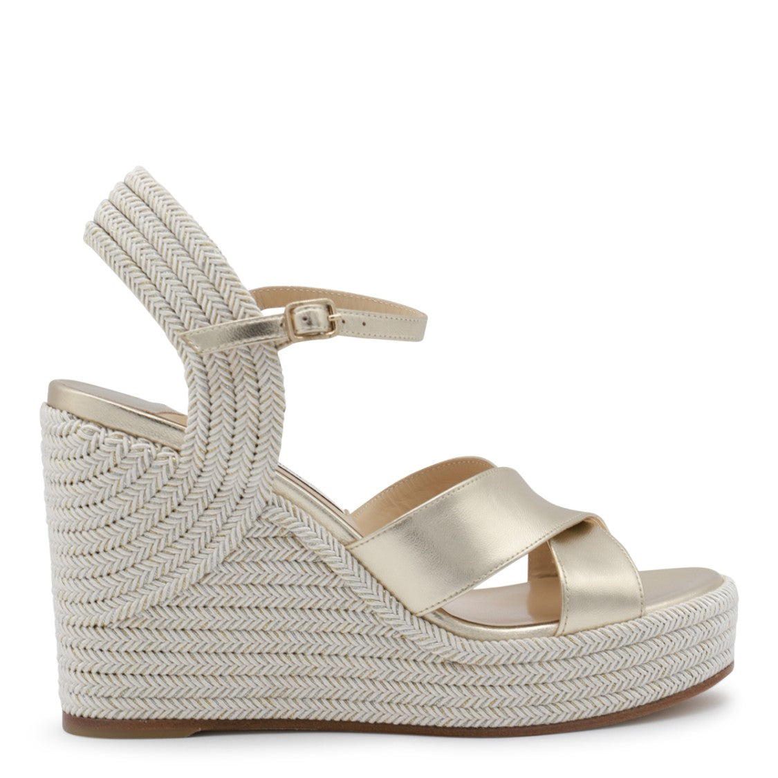 Jimmy Choo Champagne Leather Rope Wedge Flats