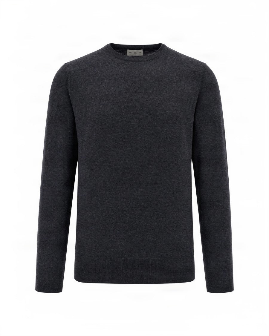 Ballantyne Anthracite Melange Textured Wool Sweater