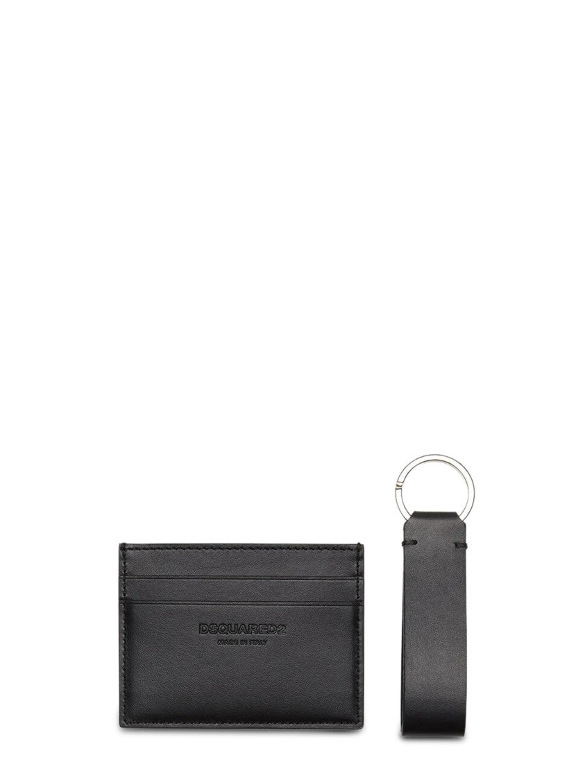 Dsquared2 Minimalist Black Cardholder Wallet With Keychain