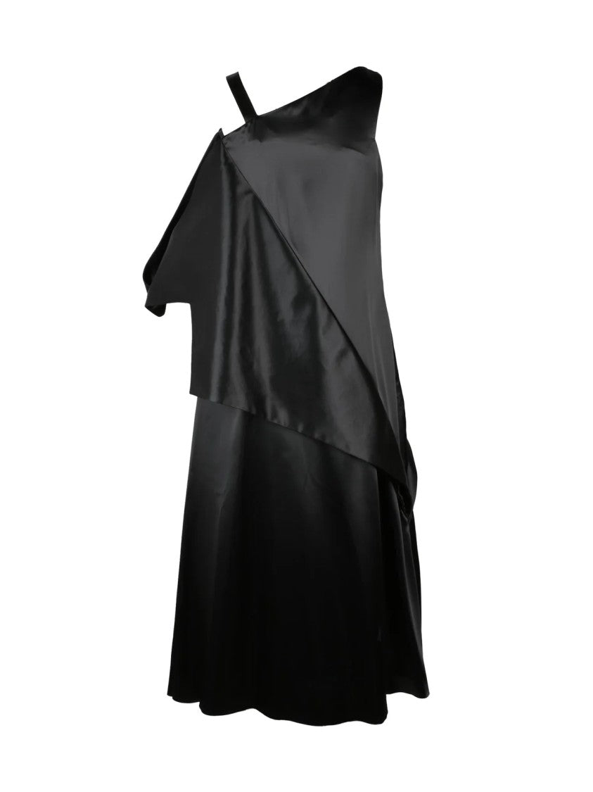 Noir Kei Ninomiya Black One-Shoulder Asymmetrical Acetate Mini Dress