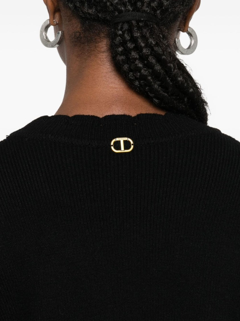 Twin-Set Black Sweater With Round Neckline
