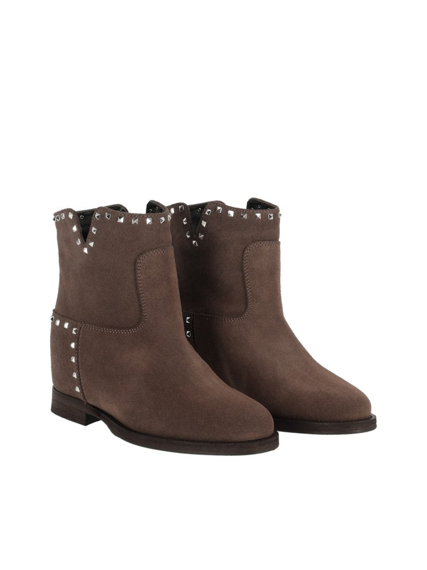 Via Roma 15 Tronc Spacco Suede Metallic Ankle Boots