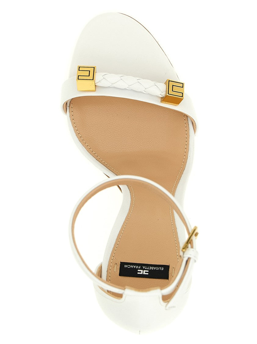 Elisabetta Franchi Woven Leather Sandals With Adjustable Ankle Strap