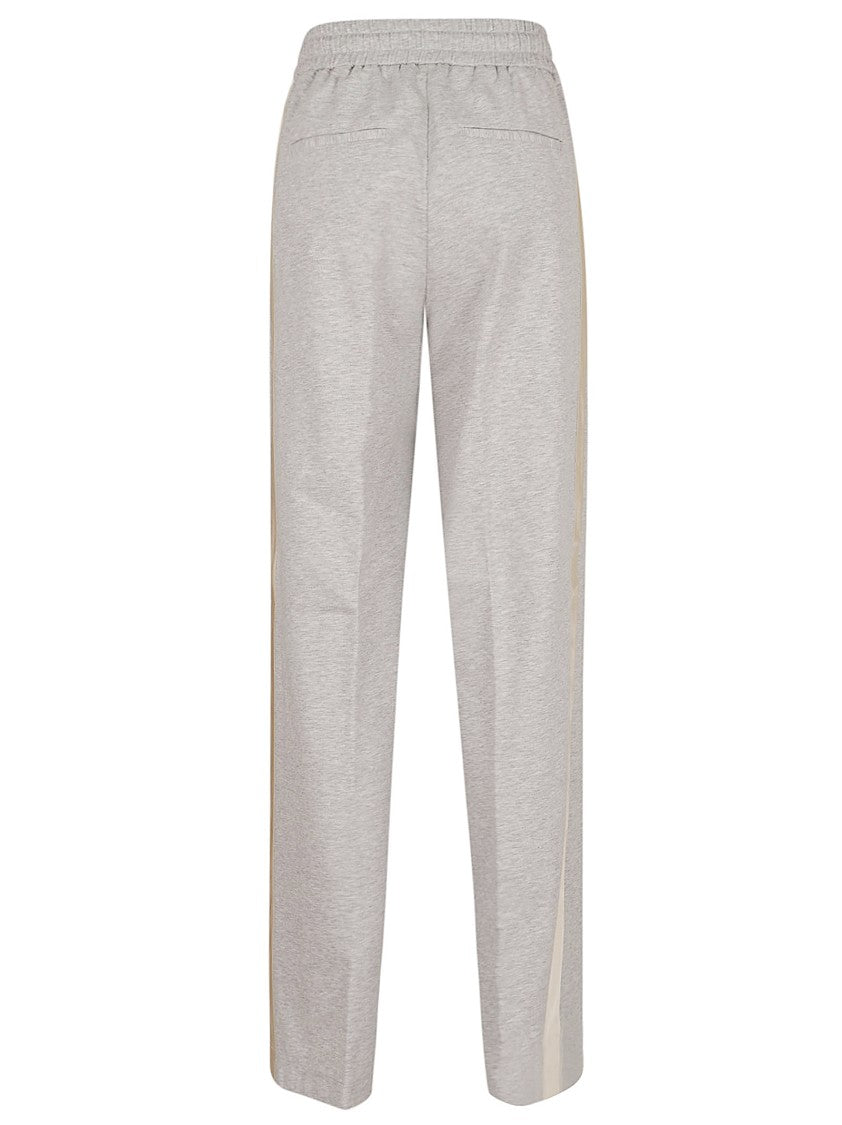 Peserico Melange Grey Cotton-Wool Blend Joggers With Center Pleat
