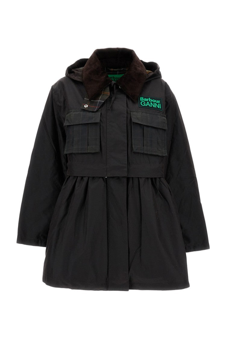 Barbour Barbour X Ganni Waxed Jacket With Ruffled Trim