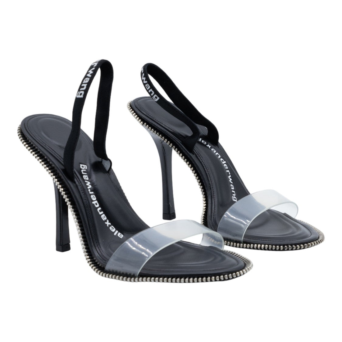Alexander Wang Black Stiletto Sandals With Transparent Strap