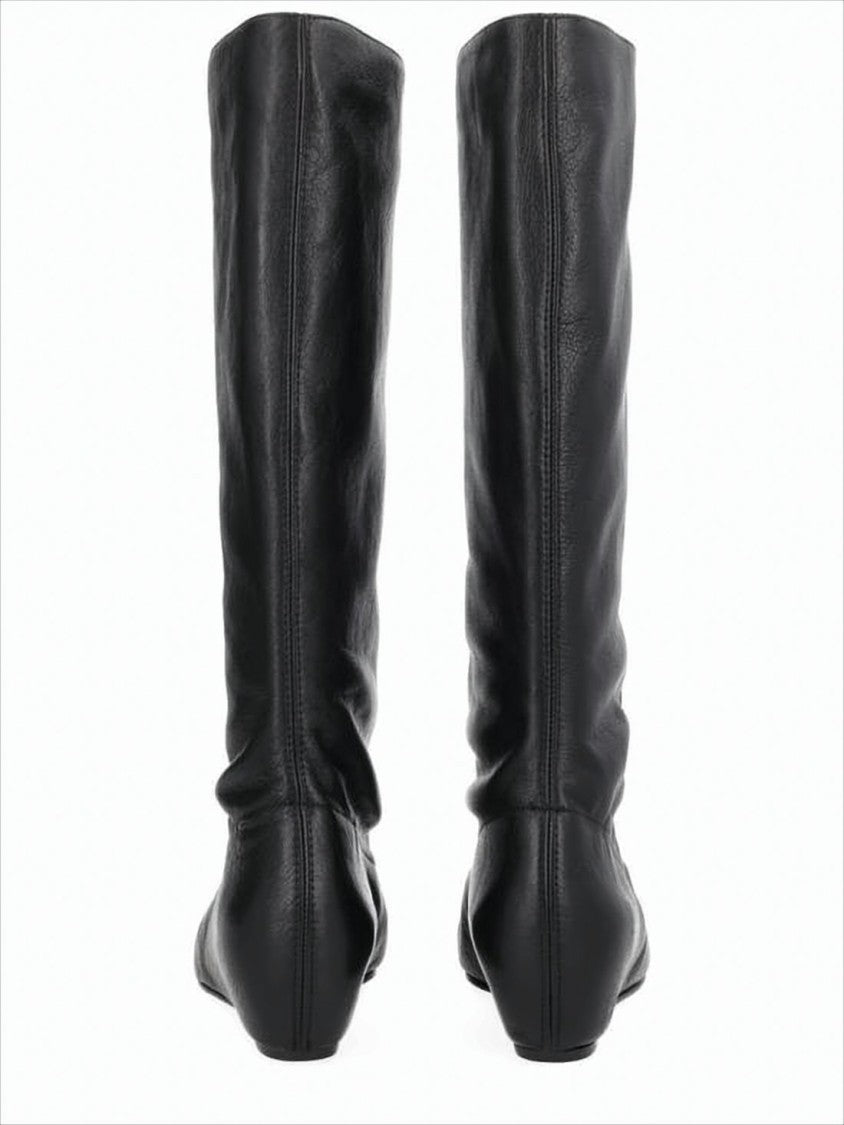Paloma Wool Sleek Mid-Calf Leather Boots With Pointed Toe