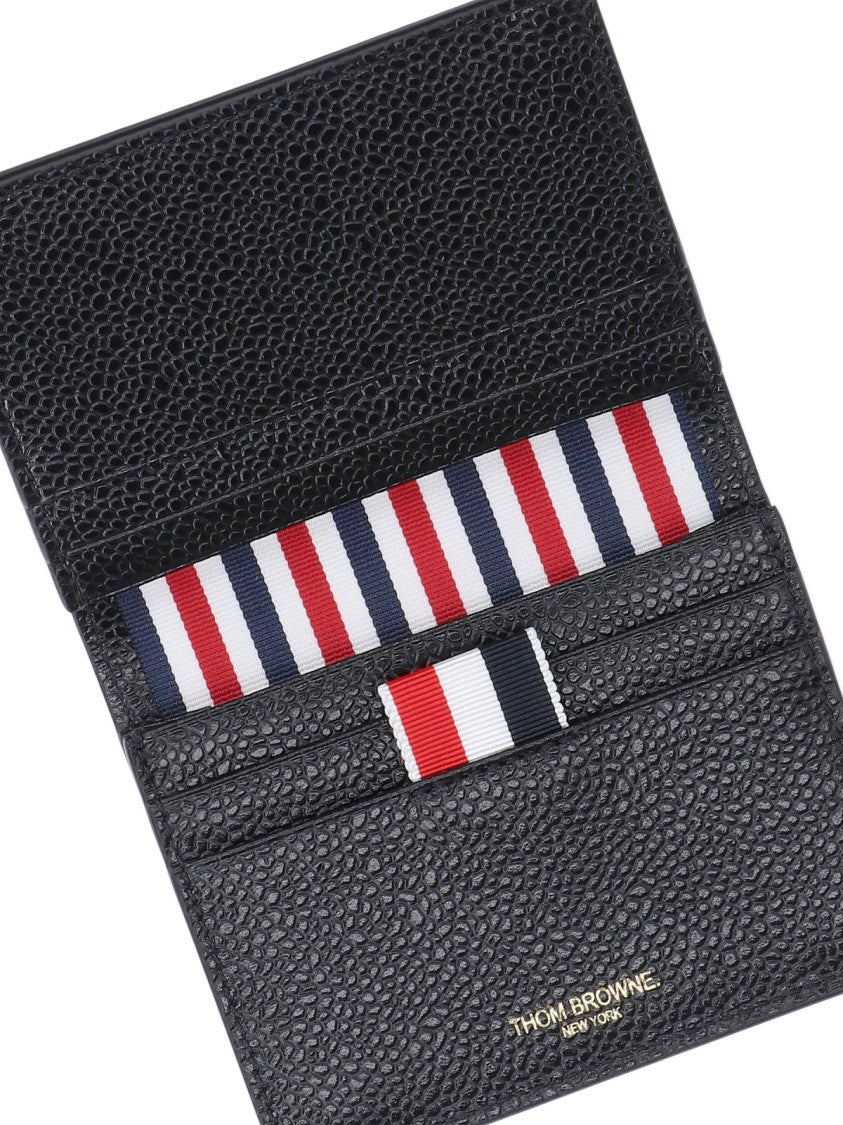 Thom Browne Refined Black Leather Wallet With Tricolor Grosgrain Lining
