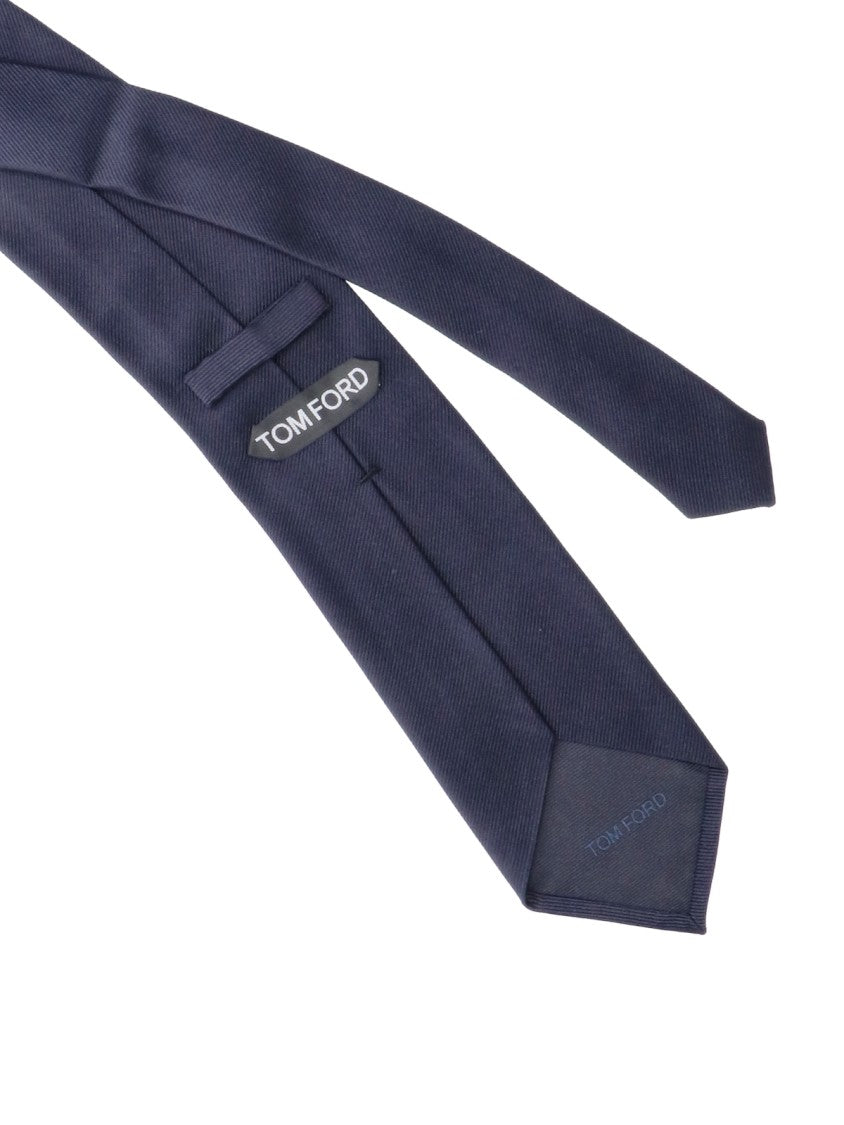 Tom Ford Adjustable Mulberry Silk Necktie In Deep Blue