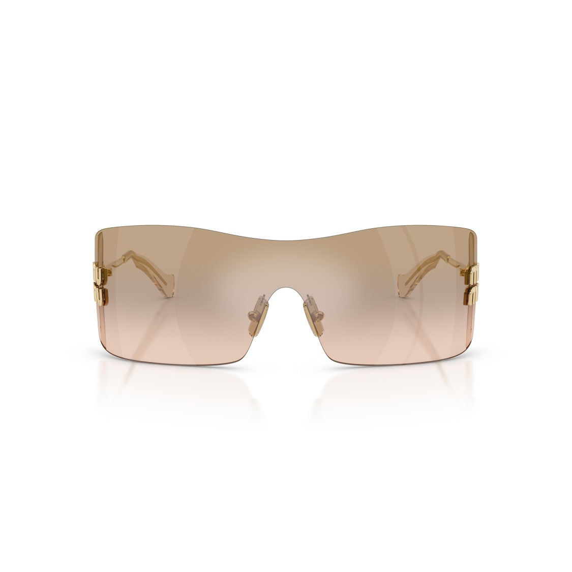 Miu Miu Rimless Brown Gradient Sunglasses With Gold Temples