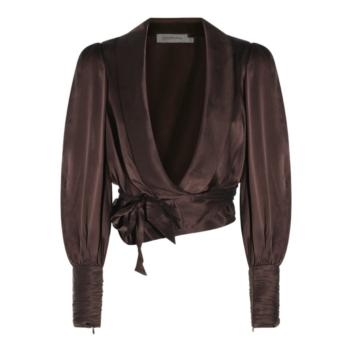 Zimmermann Deep V-Neck Ruched Wrap Blouse