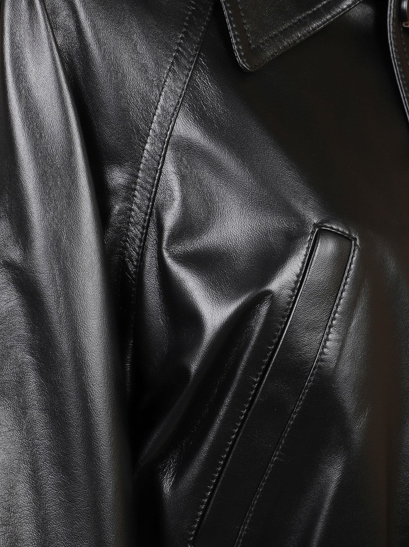 Bottega Veneta Cropped Black Jacket With Shiny Finish