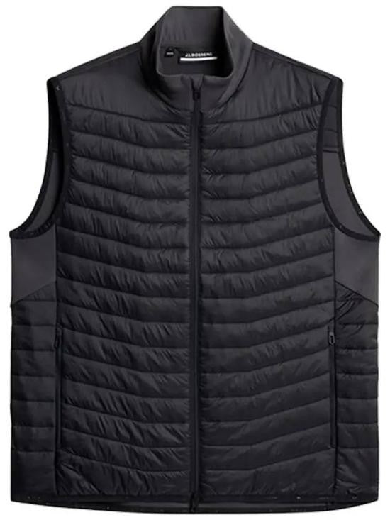 J Lindeberg Quilted Black Sleeveless Vest With High Collar