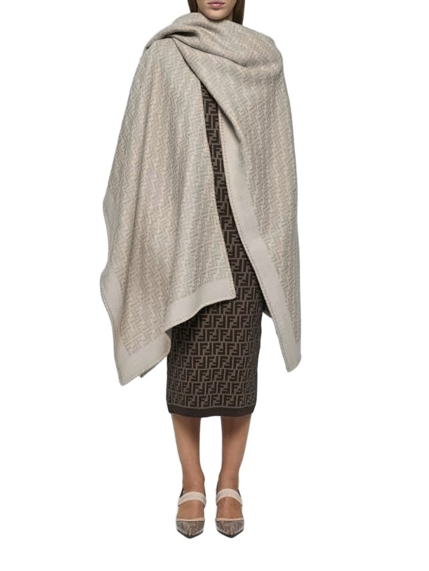 Fendi Intricate Patterned Wool Wrap With Smooth Border