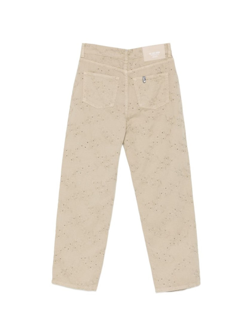 Liu Jo Beige Cotton Floral Five-Pocket Jeans