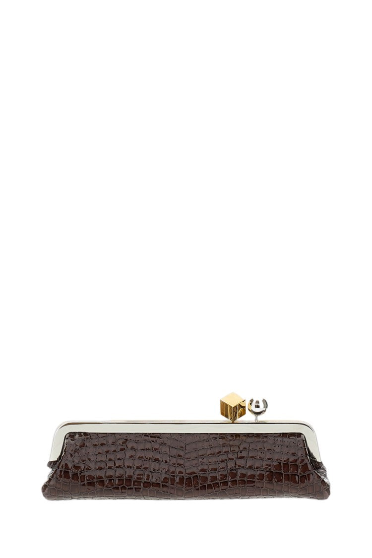 Jacquemus Crocodile-Embossed Leather Elongated Pouch Bag With Geometric Hardware