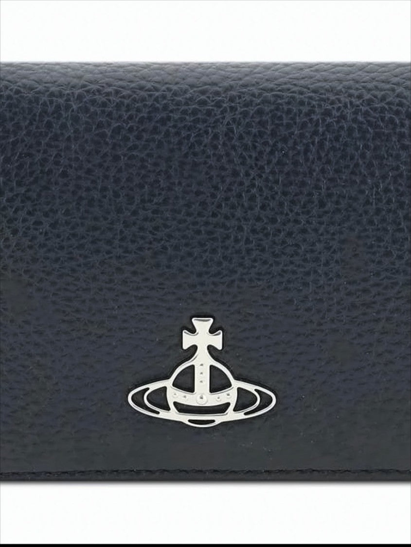 Vivienne Westwood Textured Polyurethane Compact Wallet With Metallic Emblem