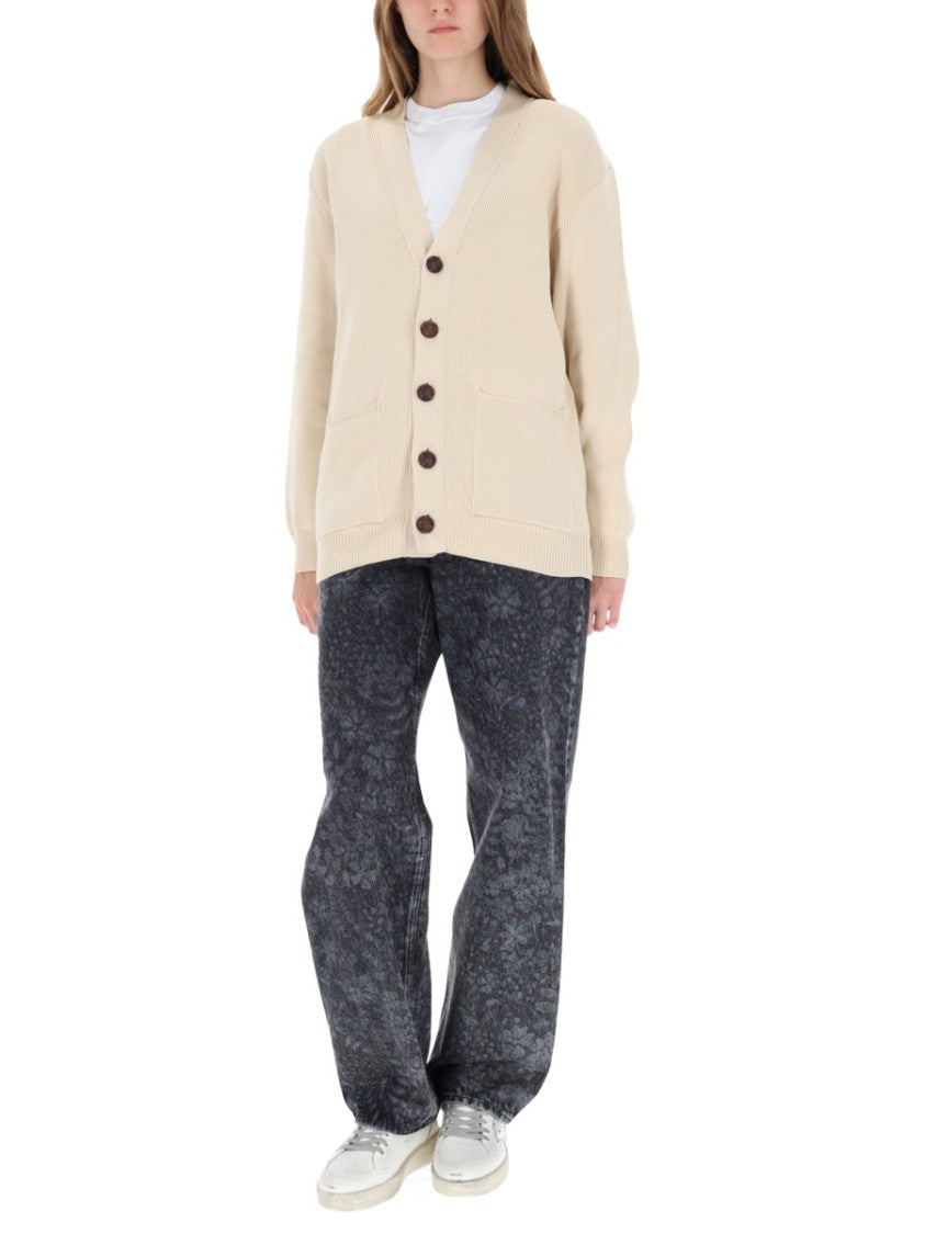 Golden Goose Beige Knit Cardigan With Button-Down Front