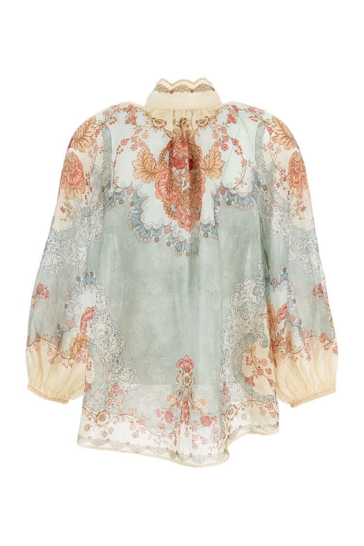 Zimmermann Long-Sleeved Ramie Blouse With Scalloped Collar