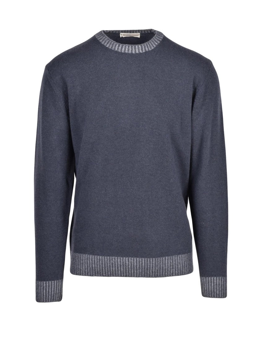 Cashmere Company P. Pullover Crew Neck Sweater In Dark Grey Wool