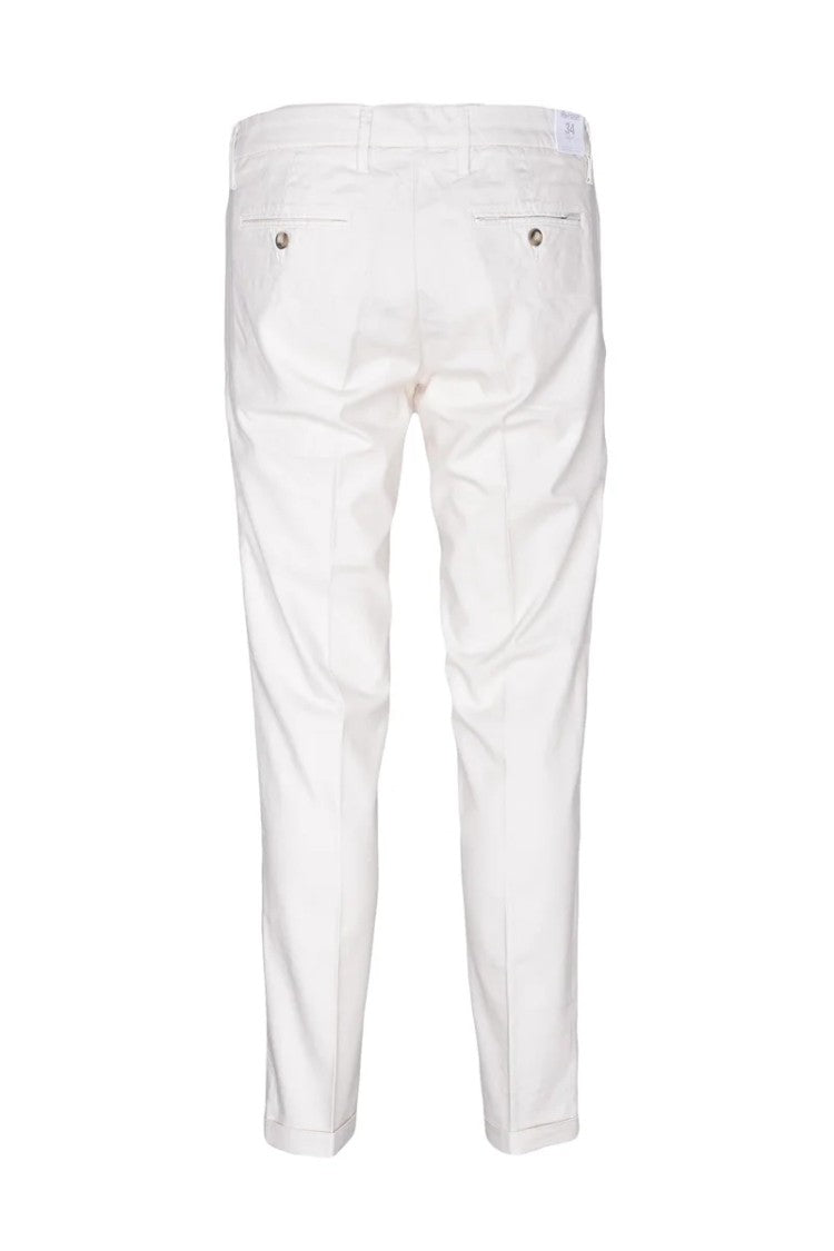 Re-Hash Cropped White Trousers And Slim Fit