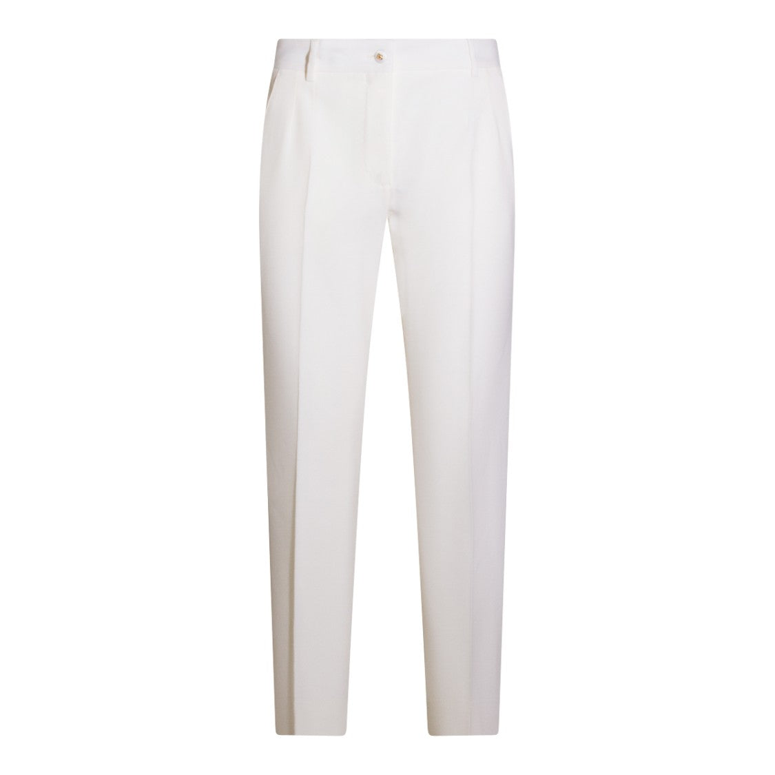 Dolce & Gabbana White Wool Straight-Leg Pants