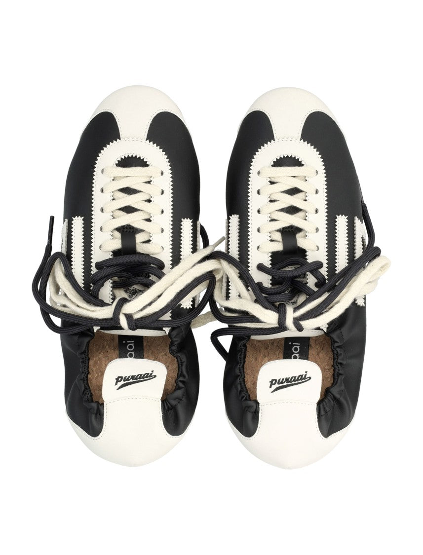 Puraai Vegan Leather Sneakers With Double Lace System And Rubber Outsole