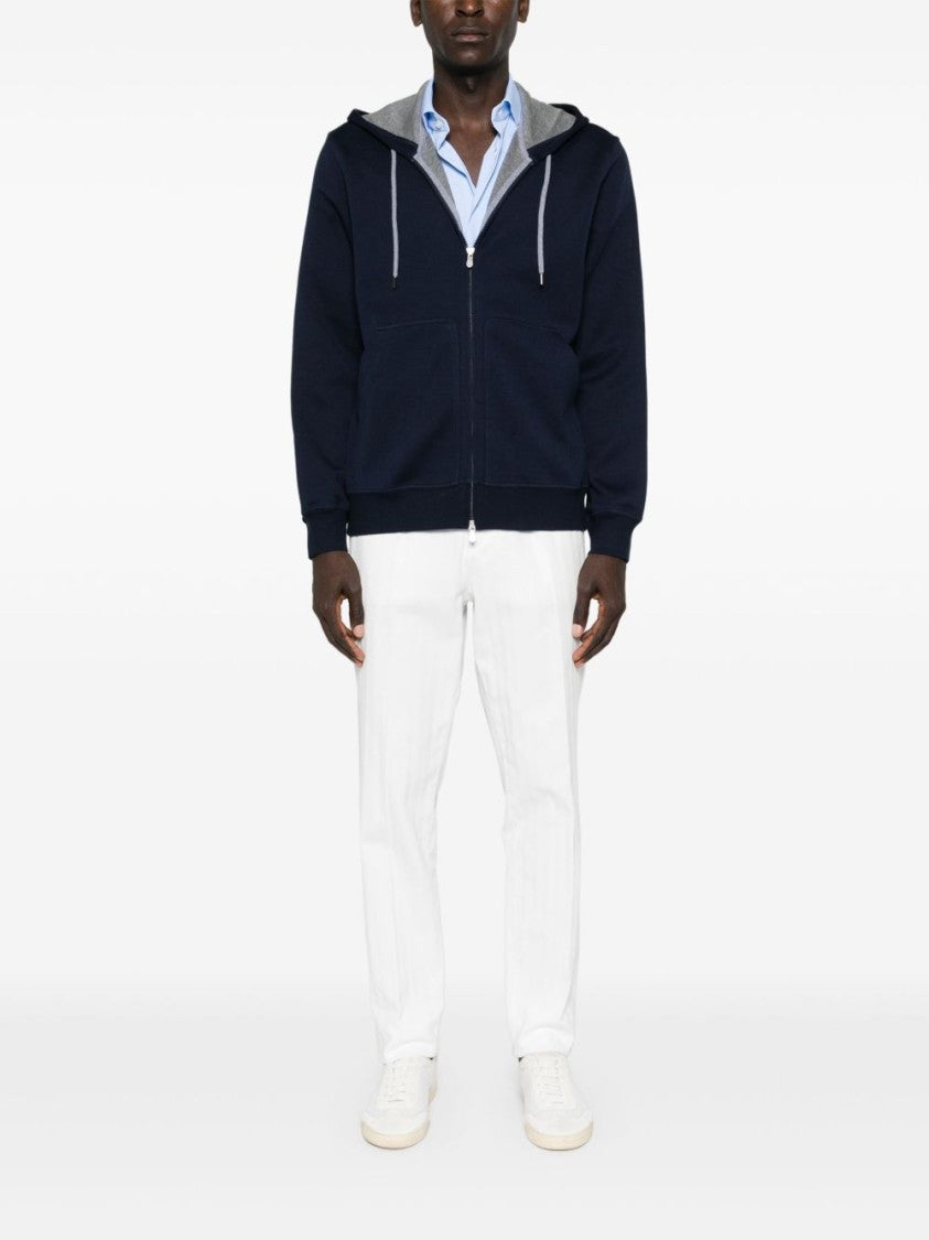 Brunello Cucinelli Zip-Up Hoodie With Contrast Lining And Pockets