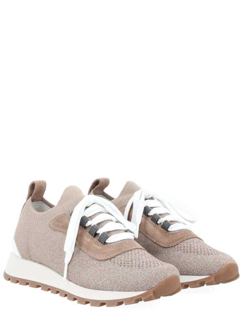 Brunello Cucinelli Runner Knitted Cotton Suede Sneakers