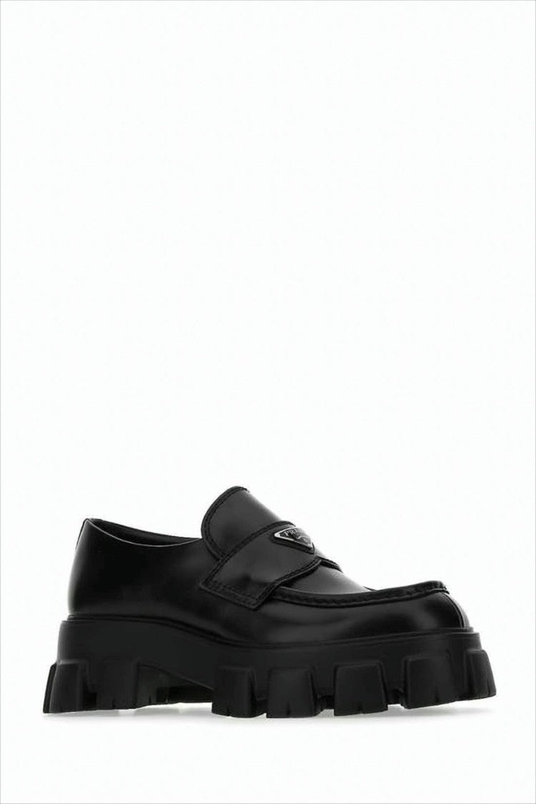Prada Chunky Sole Black Leather Loafers