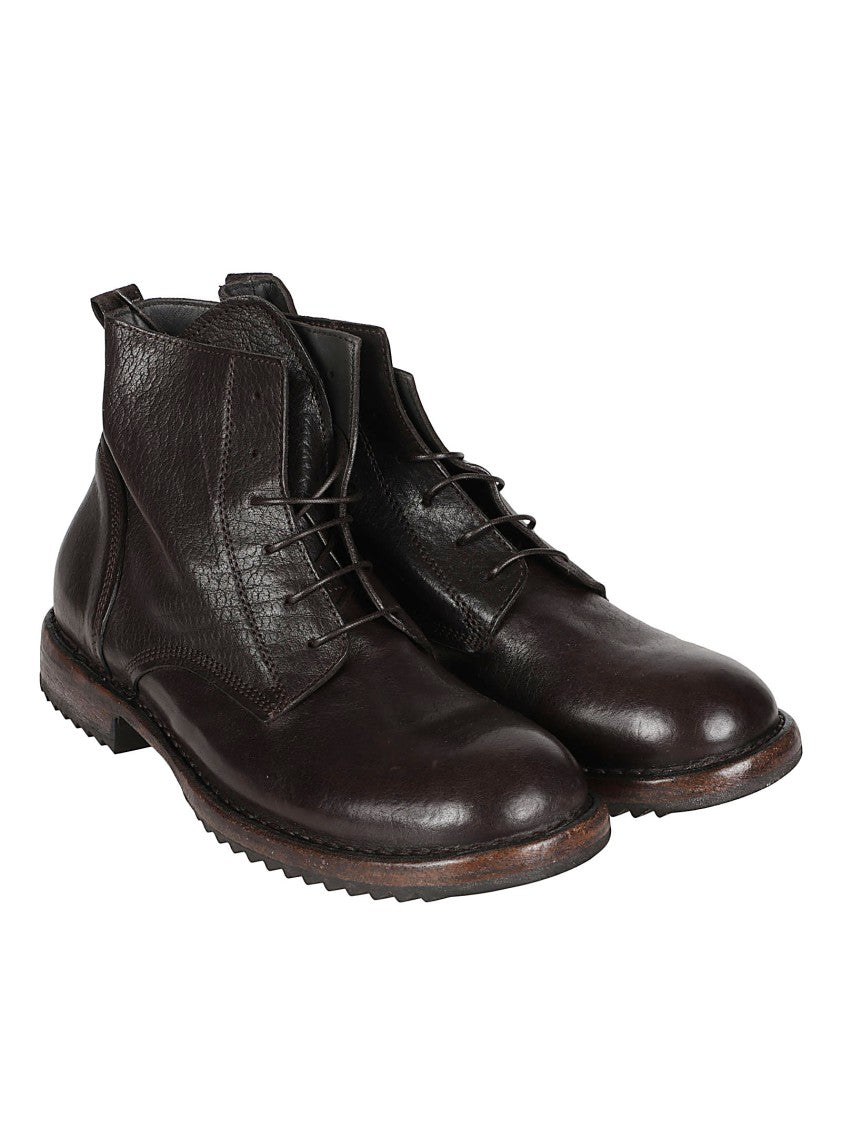 Moma Lace-Up Calf Leather Ankle Boots With Ridged Sole