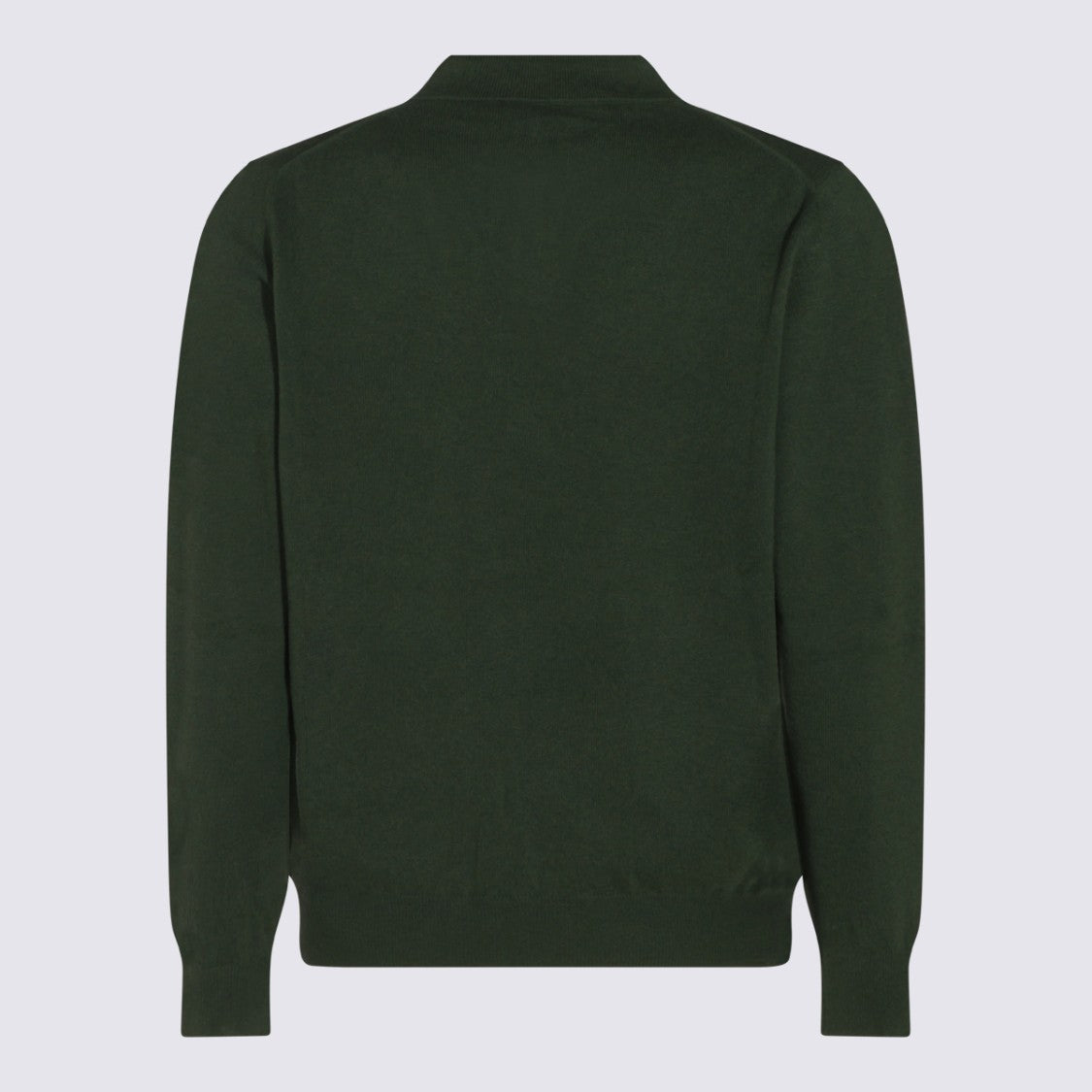 Altea Deep Green Polo Collar Sweater With Ribbed Detailing