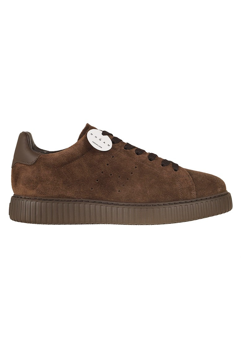 Hogan Blue H-Stripes Suede Platform Sneakers