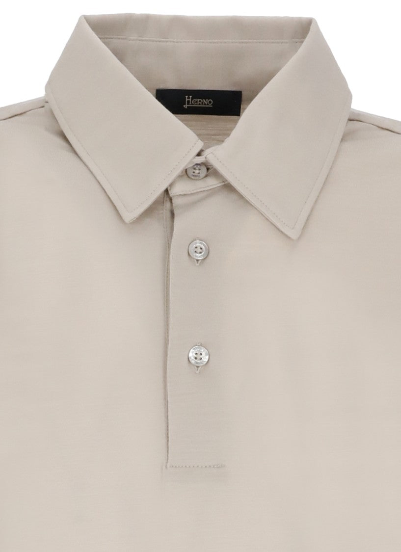 Herno Beige Long Sleeve Wool Polo Shirt