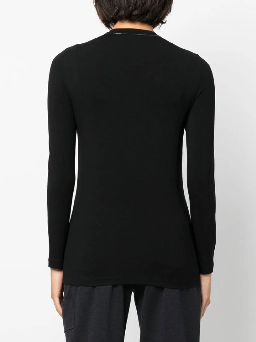 Brunello Cucinelli Fitted Black Long-Sleeved Top