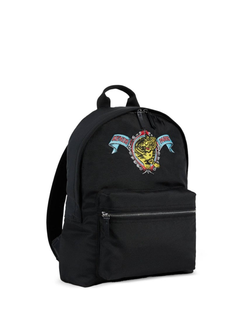 Kenzo Black Embroidered Tiger Emblem Polyester Backpack