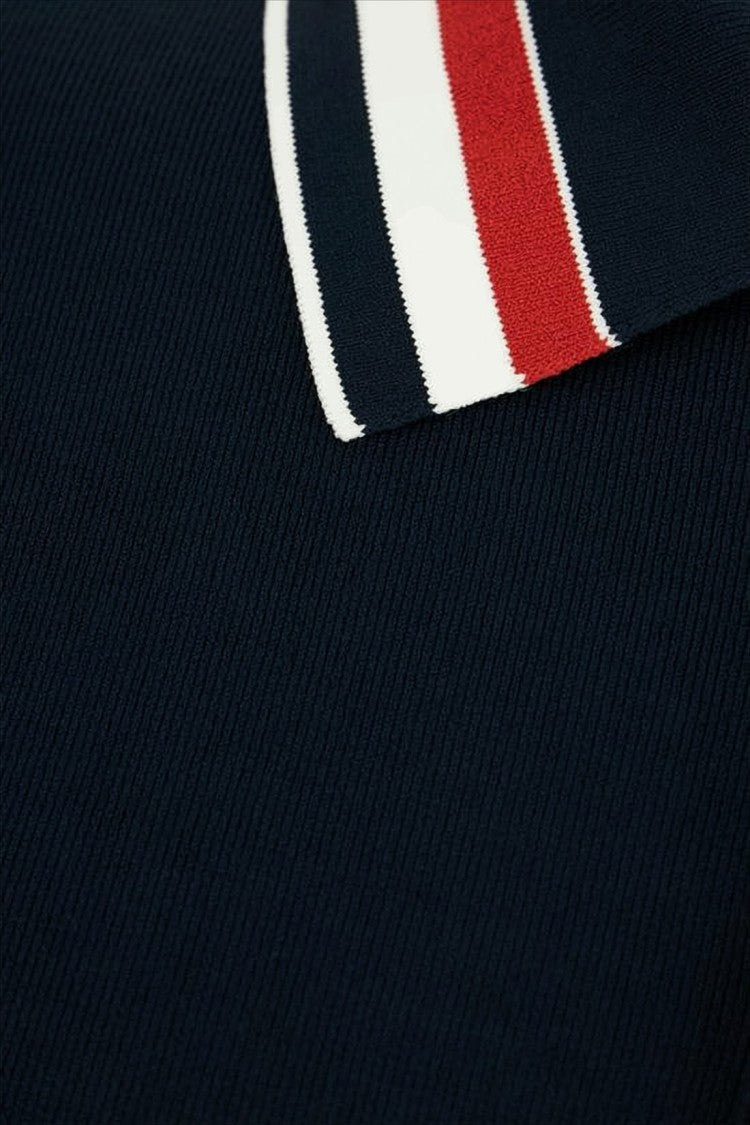 Thom Browne Cropped Blue Polo Shirt With Striped Accents