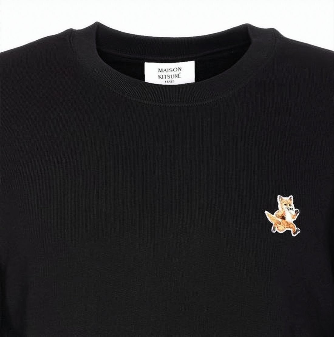 Maison Kitsuné Black Long-Sleeve Sweatshirt With Embroidered Fox Emblem