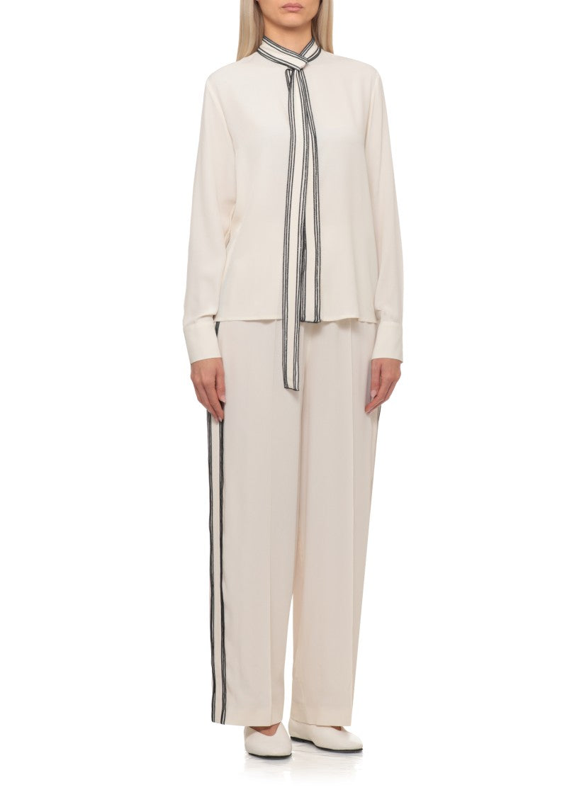 Fabiana Filippi Ivory Silk-Blend Collar Embroidered Shirt
