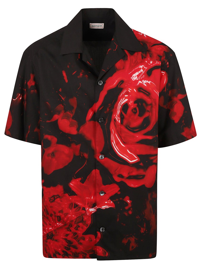 Alexander Mcqueen Short-Sleeved Floral Print Alexander Mcqueen Shirt