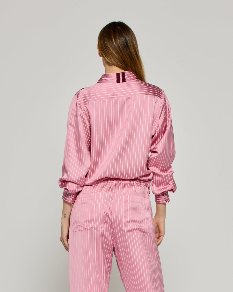 Serena Bute Satin Stripe George Shirt - Pink