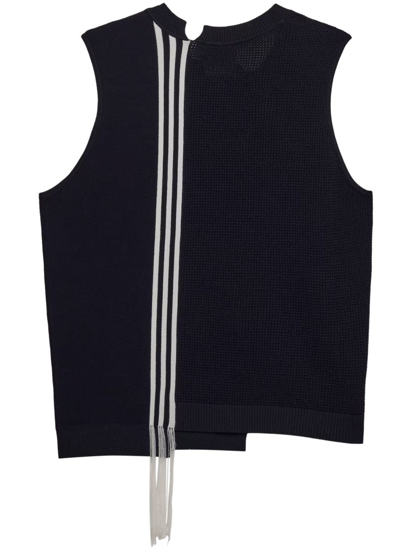 Y-3 Asymmetrical Knit Vest With Textured And Smooth Panels