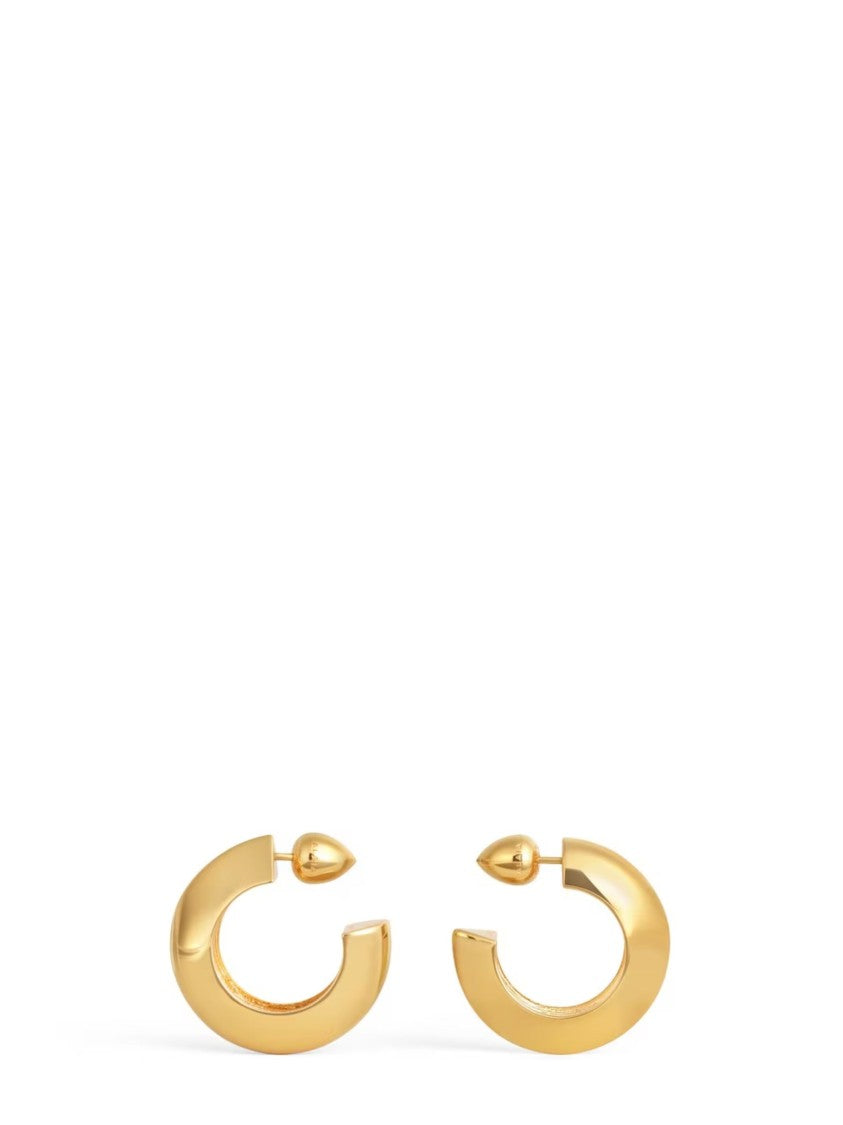Alaïa Gold Polished Curved Textured Hoop Earrings